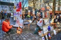 Bohemian painters working in Paris in Montmartre district. Royalty Free Stock Photo