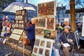 Bohemian painters working in Paris in Montmartre district. Royalty Free Stock Photo