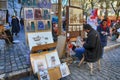 Bohemian painters working in Paris in Montmartre district. Royalty Free Stock Photo