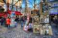 Bohemian painters working in Paris in Montmartre district. Royalty Free Stock Photo