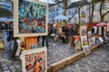 Bohemian painters working in Paris in Montmartre district. Royalty Free Stock Photo