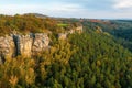 Bohemian Paradise. Sandstone rock formation group in Cesky raj at sunset.