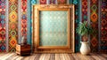 Bohemian Rhapsody: A Colorful Wooden Frame Against a Patterned Wall