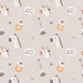 Bohemian seamless pattern with cute baby elements.