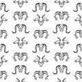 Bohemian seamless pattern of mamalia head. Hand drawn vintage tribal bull head, buffalo head, cow head, sheep head, goat head. Royalty Free Stock Photo