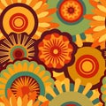 Bohemian seamless patterns from the 70s with a psychedelic twist, groovy hippie inspired backgrounds. Cartoon style Royalty Free Stock Photo