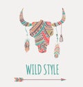 Bohemian style Bull Skull poster