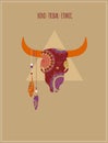 Bohemian, Tribal, Ethnic background with bull