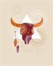 Bohemian, Tribal, Ethnic background with bull