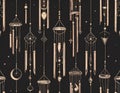 Bohemian Wind Chimes and Dreamcatchers Seamless Pattern Royalty Free Stock Photo