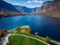 Bohinj lake aerial view of vibrant nature,Slovenia