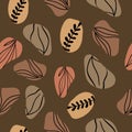 Boho Aesthetic Seamless Pattern with Brown Background