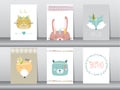 Boho animals in hand drawn style,Vector illustrations