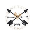 Boho arrows logo in the ornate ring. Royalty Free Stock Photo