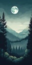 Boho Art: Minimalist Boreal Forest Mountain Landscape