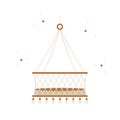 Boho baby hanging cradle. Hand drawn scandinavian wooden cot for newborn isolated on white background. Vector Royalty Free Stock Photo