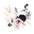 Boho beige and black trendy vector design bouquet