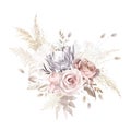 Boho beige and blush trendy vector design bouquet