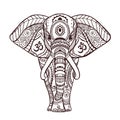 Boho Black elephant. Vector illustration. Floral design