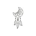 Boho black indian moon dreamcatcher.