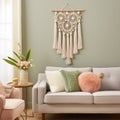 Boho Bliss: Macrame Wall Hanging with Feather and Bead Accents