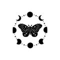 Boho celestial butterfly vector illustration.