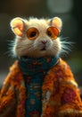 Boho Chic: A Glamorous Portrait of a Stylish Hamster in Glasses