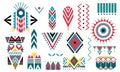 Boho colorful. Set of tribal decorative elements isolated on white background. Ethnic collection traditional design. Perfect for