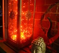 Boho Decor Lantern n LED Lights Royalty Free Stock Photo