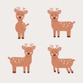 Boho deer character set. Vector illustration Royalty Free Stock Photo