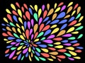 Boho doodle pattern. Colorful leafs. Nature motifs. Raindrops. Simple zen artwork. Vector illustration