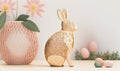 Boho Easter Bunny and Spring Flowers Bunnies Generative AI