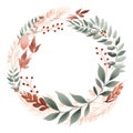 boho enchanting Christmas wreath illustration