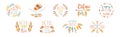 Boho Ethnic Logo and Trendy Hipster Sticker Vector Set Royalty Free Stock Photo