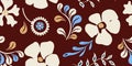 Boho Exotic Leaf And Flower Stylized Seamless Pattern. Royalty Free Stock Photo