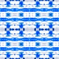 Boho Fashion. Blue Seamless Design. Indigo Watercolor Splash. Persian Carpet. Ikat Geometric Rug. Watercolor Vintage. Mexican Moti