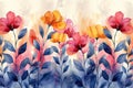 Boho Floral Watercolor Pattern in Natural Tones - Seamless AI Generative Background