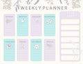 Boho flower calendar planner with rose,lavender.Can use for printable,scrapbook,diary