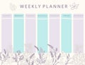 Boho flower calendar planner with rose,lavender.Can use for printable,scrapbook,diary