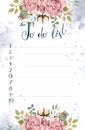 Boho flowers bouquet watercolor to do list. Lettering on watercolor splashes