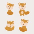 Boho fox character set. Vector illustration Royalty Free Stock Photo