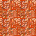 Abstract colorful multidirectional seamless pattern in geometric style on a red-orange background