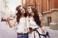 Boho girls with bike