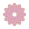 Boho groovy pink flower isolated on white background. Daisy retro flower for pastel hippie design. Vector illustration. Royalty Free Stock Photo