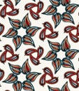 Boho leaves vector all over print. Seamless repeating pattern swatch. Red black bohemian folk motif background. Hand drawn retro