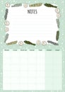 Boho monthly calendar with sage smudge sticks elements and to do list. Hygge herb bundles planner. Cute cartoon style hygge