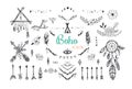 Boho mystic collection, arrows , decor elements,dreamcatchers set Royalty Free Stock Photo