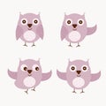 Boho owl character set. Vector illustration Royalty Free Stock Photo