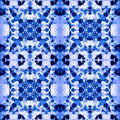Boho Pattern. Blue Seamless Boho. Indigo Watercolor Splash. Persian Carpet. Ikat Geometric Rug. Watercolor Tile. Azerbaijan Tapest