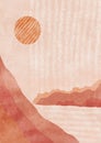 Boho Print. Abstract Clifs with Sea Background. Terracotta Poster. Abstract Arrangements. Landscapes, mountains. Posters